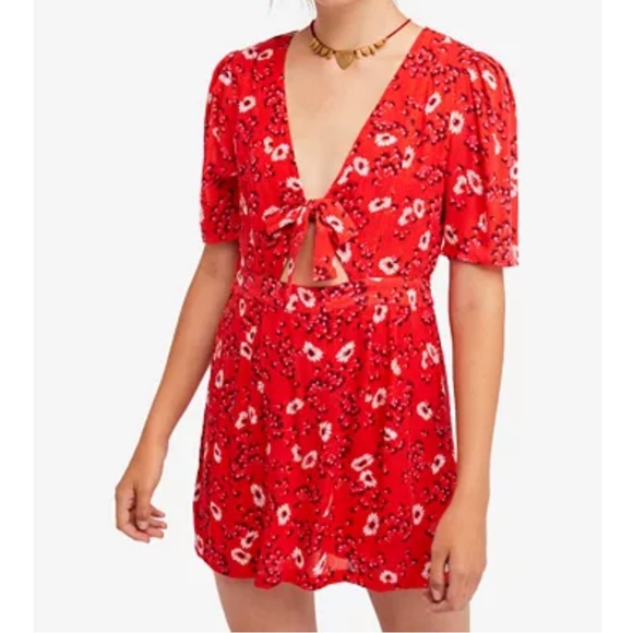 Free People Dresses & Skirts - Free People Red Floral Romper